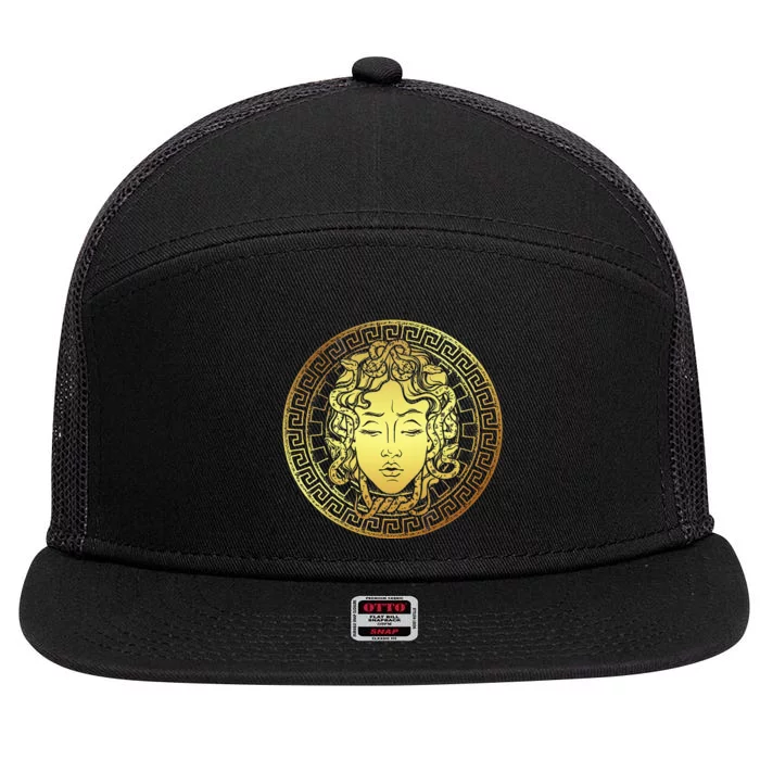 Snake Head Greek Mythology Ancient Myth 7 Panel Mesh Trucker Snapback Hat