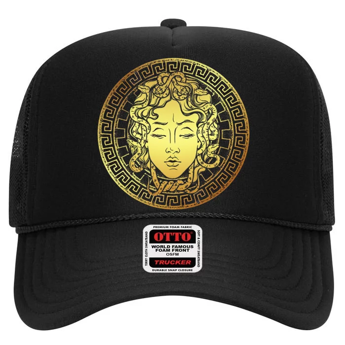 Snake Head Greek Mythology Ancient Myth High Crown Mesh Trucker Hat