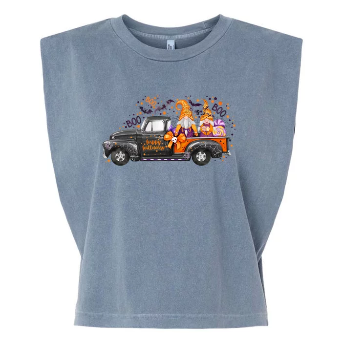 Spooky Halloween Gnome Squad Truck Garment-Dyed Women's Muscle Tee