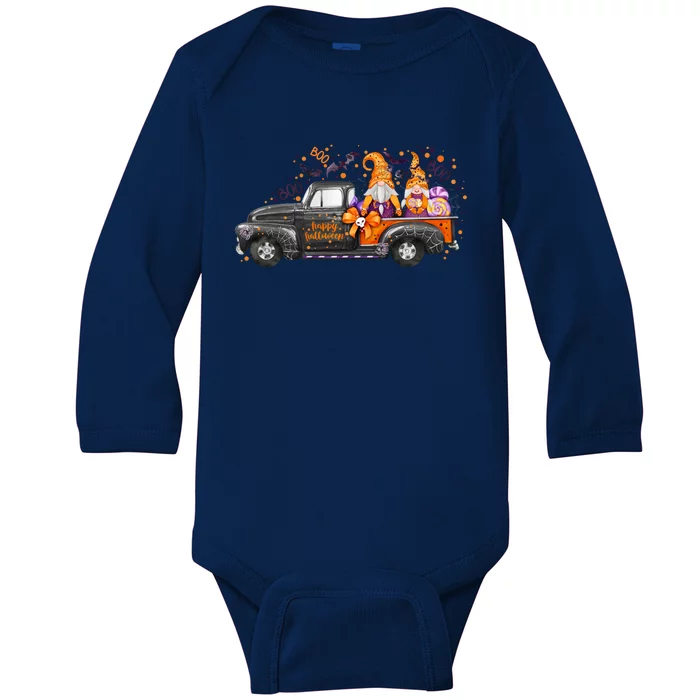 Spooky Halloween Gnome Squad Truck Baby Long Sleeve Bodysuit