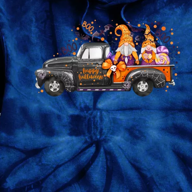 Spooky Halloween Gnome Squad Truck Tie Dye Hoodie