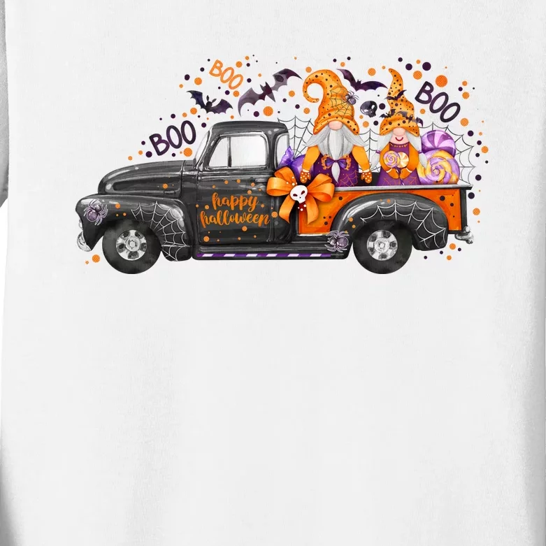 Spooky Halloween Gnome Squad Truck Kids Long Sleeve Shirt