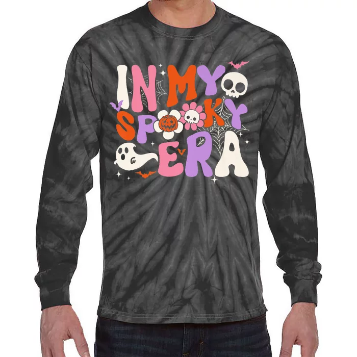 Scary Horror Ghost Groovy In My Spooky Era Retro Halloween Tie-Dye Long Sleeve Shirt