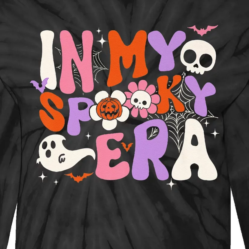 Scary Horror Ghost Groovy In My Spooky Era Retro Halloween Tie-Dye Long Sleeve Shirt