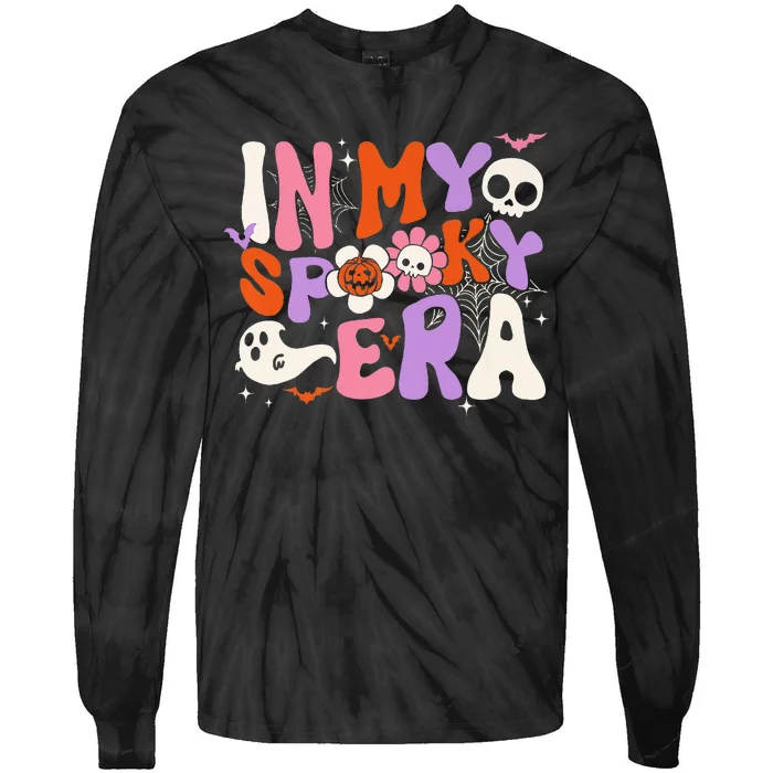 Scary Horror Ghost Groovy In My Spooky Era Retro Halloween Tie-Dye Long Sleeve Shirt