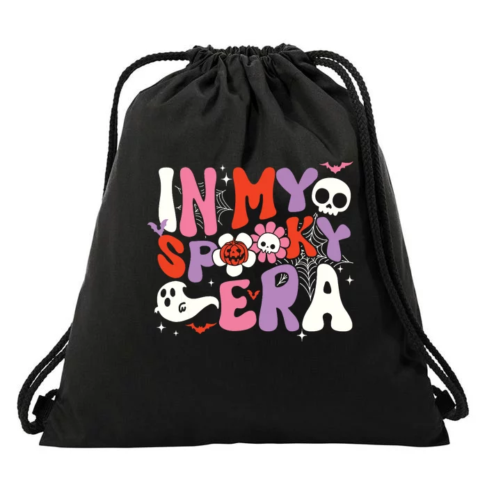 Scary Horror Ghost Groovy In My Spooky Era Retro Halloween Drawstring Bag