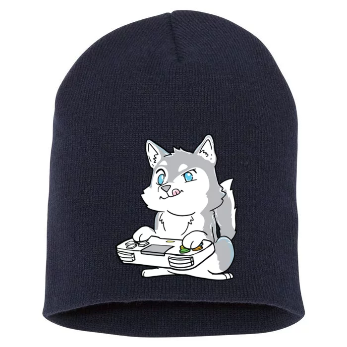 Siberian Husky Gaming Kawaii Gift For Gamers And Dog Lovers Short Acrylic Beanie