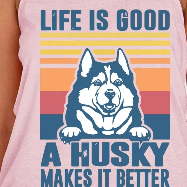 Siberian Husky Gifts For Women Men Husky Dog Dad Dog Mom Women's Knotted Racerback Tank