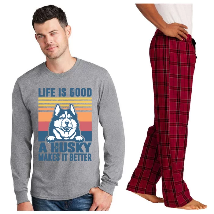 Siberian Husky Gifts For Women Men Husky Dog Dad Dog Mom Long Sleeve Pajama Set