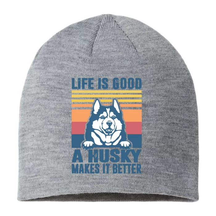 Siberian Husky Gifts For Women Men Husky Dog Dad Dog Mom 8 1/2in Sustainable Knit Beanie