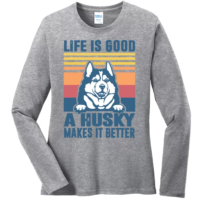 Siberian Husky Gifts For Women Men Husky Dog Dad Dog Mom Ladies Long Sleeve Shirt