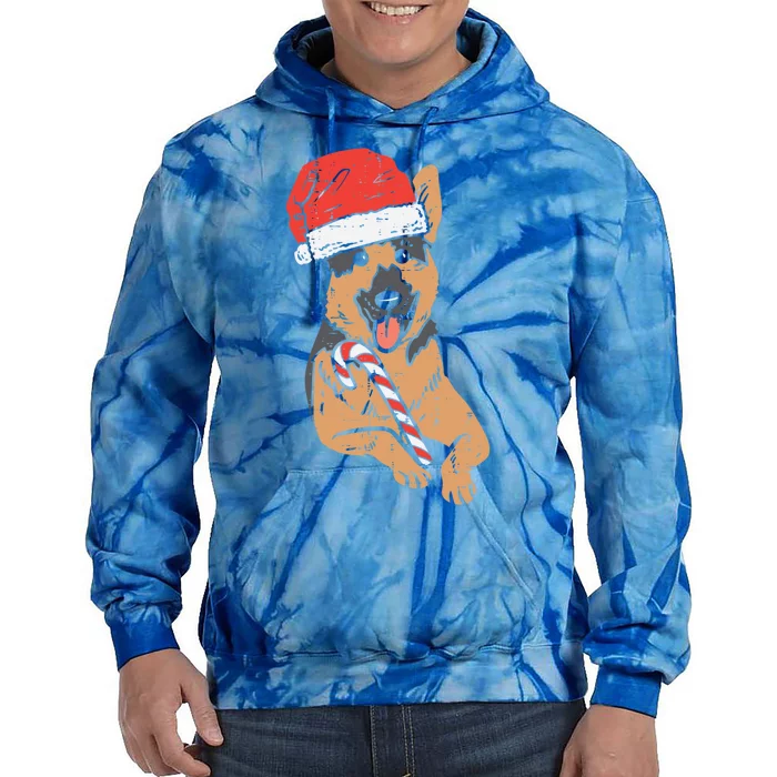 Santa Hat Ger Shepherd Dog Christmas Pajamas Xmas Pjs Gift Tie Dye Hoodie