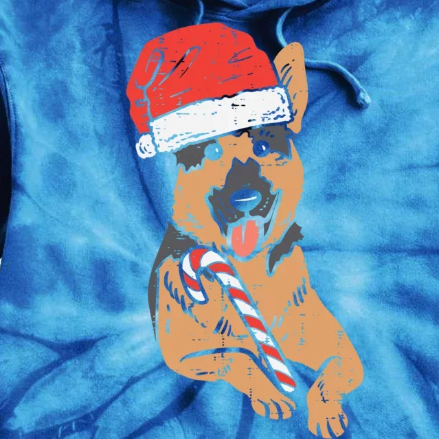 Santa Hat Ger Shepherd Dog Christmas Pajamas Xmas Pjs Gift Tie Dye Hoodie