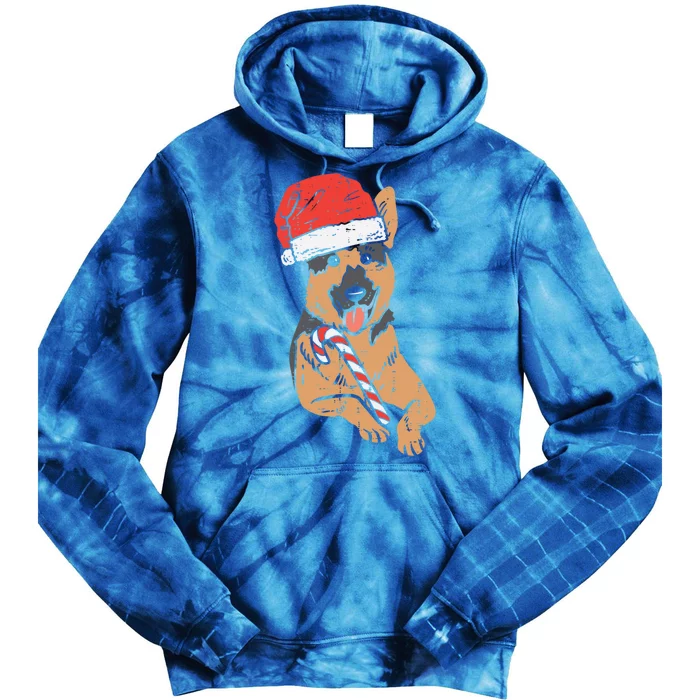 Santa Hat Ger Shepherd Dog Christmas Pajamas Xmas Pjs Gift Tie Dye Hoodie