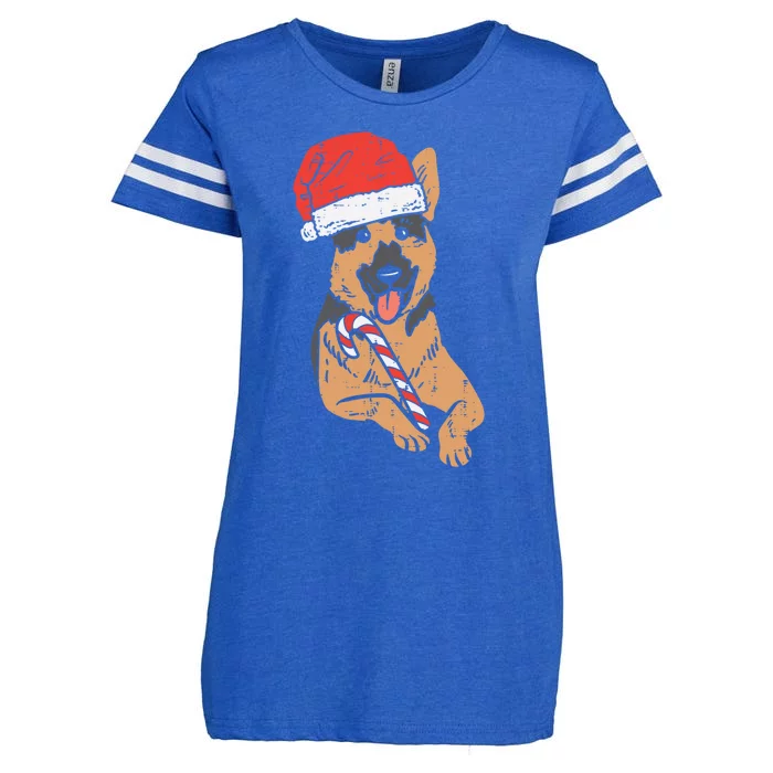 Santa Hat Ger Shepherd Dog Christmas Pajamas Xmas Pjs Gift Enza Ladies Jersey Football T-Shirt