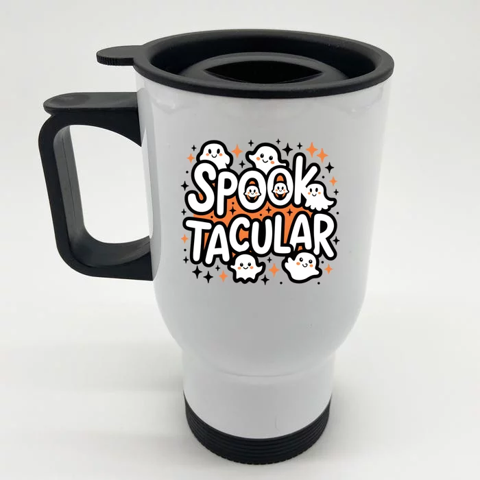 Spooktacular Halloween Ghosts Pumpkins Stars Funny Gift Front & Back Stainless Steel Travel Mug