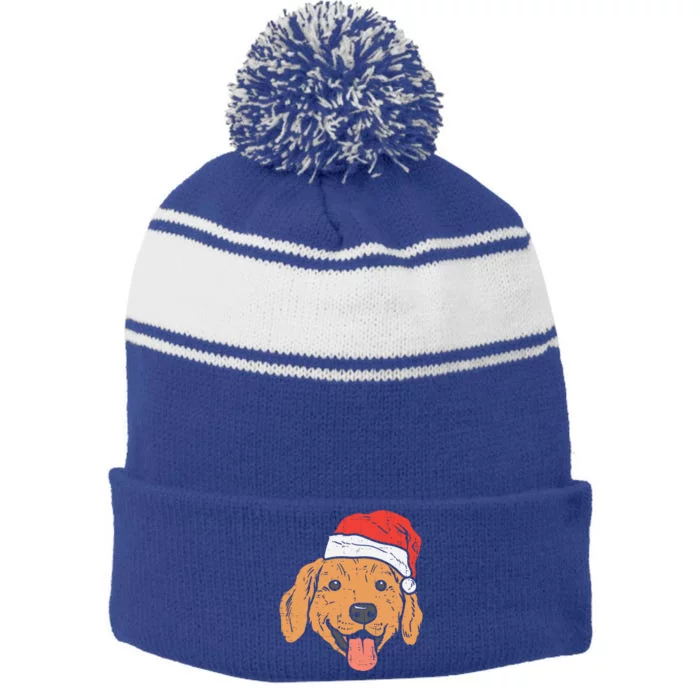 Santa Hat Golden Retriever Christmas Xmas Pj Dog Lover Owner Gift Stripe Pom Pom Beanie