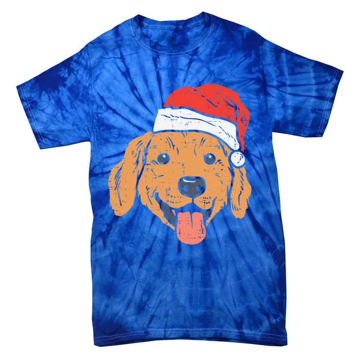 Santa Hat Golden Retriever Christmas Xmas Pj Dog Lover Owner Gift Tie-Dye T-Shirt