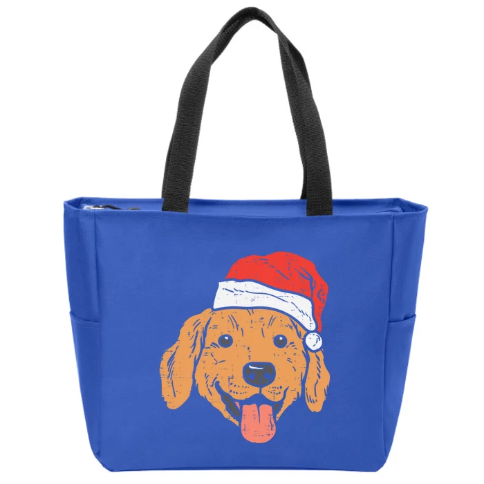 Santa Hat Golden Retriever Christmas Xmas Pj Dog Lover Owner Gift Zip Tote Bag