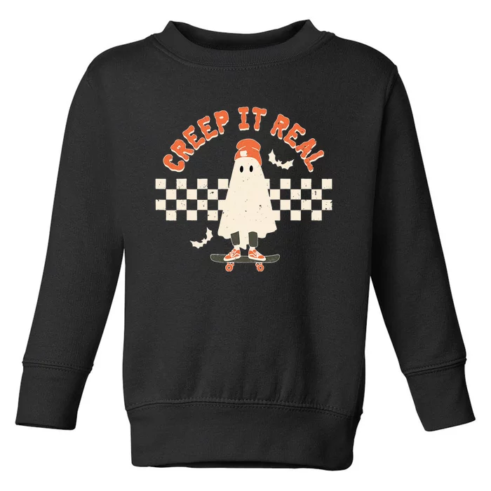 Spooky Halloween Ghost Design - Retro Vintage Style Toddler Sweatshirt