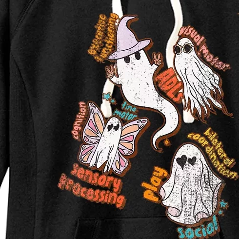 Spooky Halloween Ghost Friends OT Scope Occupational Therapy Women's Fleece Hoodie