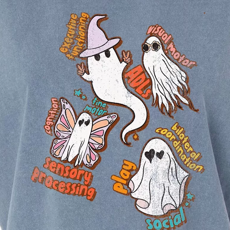 Spooky Halloween Ghost Friends OT Scope Occupational Therapy Garment-Dyed Women's Muscle Tee