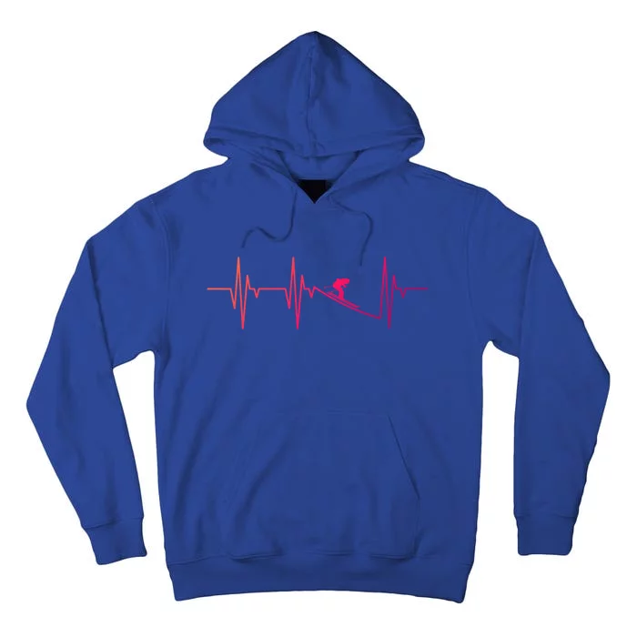 Skier Heartbeat Gift Ski Instructor Skiing Winter Sports Funny Gift Tall Hoodie