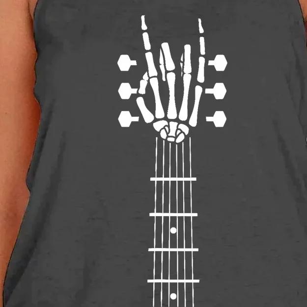 Skeleton Hand Guitar Costume Cool Easy Halloween Gift Women's Knotted Racerback Tank