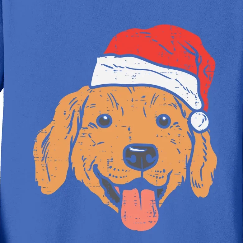 Santa Hat Golden Retriever Christmas Xmas Pj Dog Lover Owner Gift Kids Long Sleeve Shirt