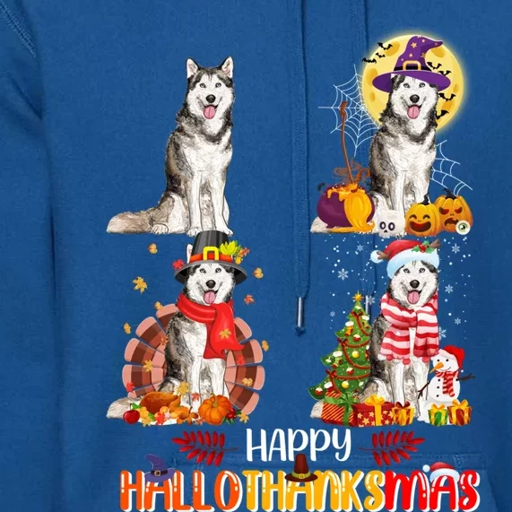 Siberian Husky Halloween Thanksgiving Xmas Hallothanksmas Meaningful Gift Premium Hoodie