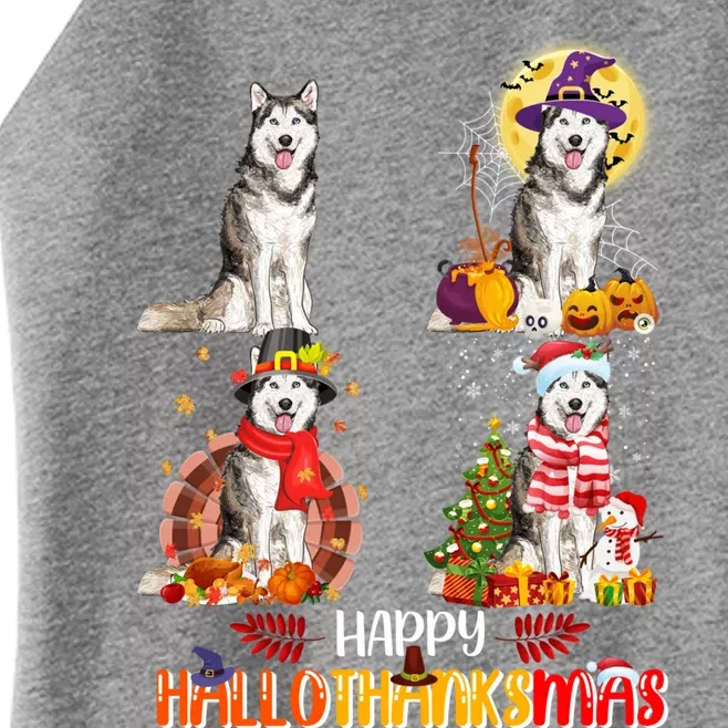 Siberian Husky Halloween Thanksgiving Xmas Hallothanksmas Meaningful Gift Women’s Perfect Tri Rocker Tank