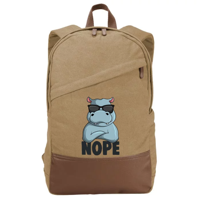 Stubborn Hippo Hippopotamus Cotton Canvas Backpack