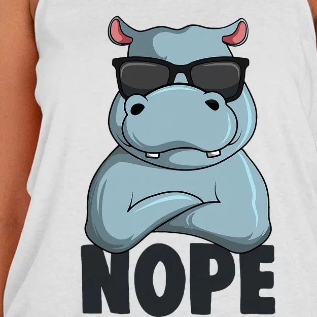 Stubborn Hippo Hippopotamus Women's Knotted Racerback Tank