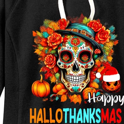 Special Happy Hallothanksmas Special Sugar Skull Halloween Women's Fleece Hoodie