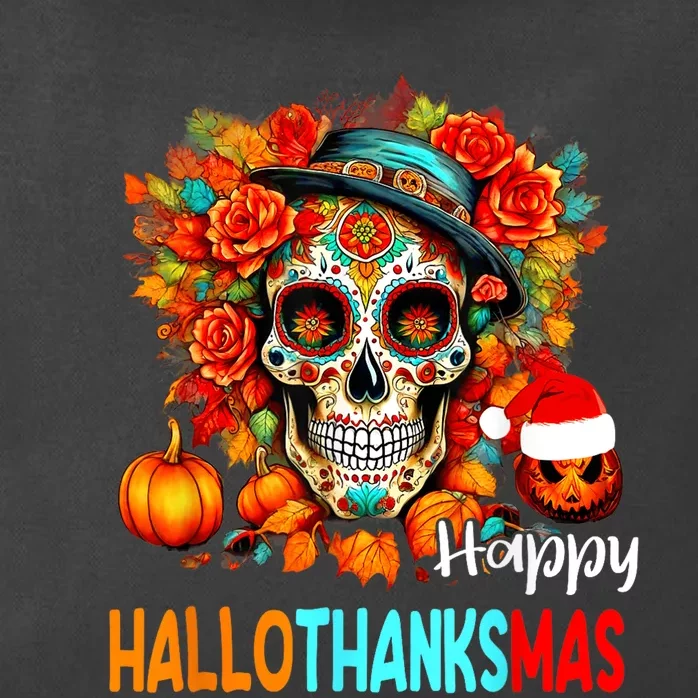 Special Happy Hallothanksmas Special Sugar Skull Halloween Zip Tote Bag