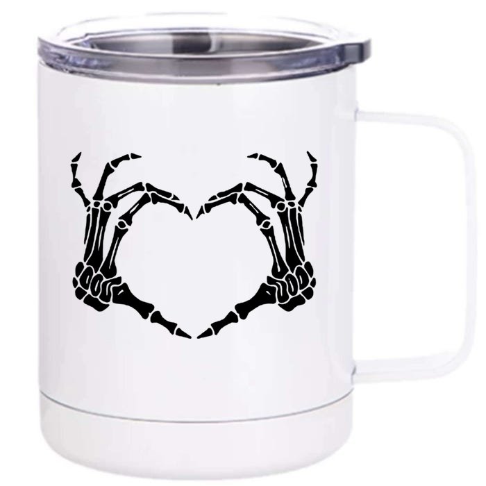 Skeleton Hand Heart Sign Bones Costume Halloween Party Gift Front & Back 12oz Stainless Steel Tumbler Cup