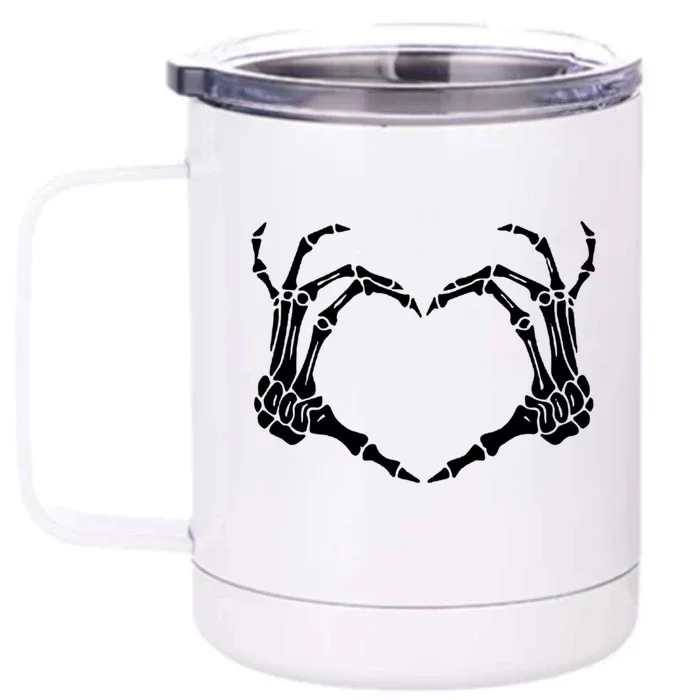 Skeleton Hand Heart Sign Bones Costume Halloween Party Gift Front & Back 12oz Stainless Steel Tumbler Cup