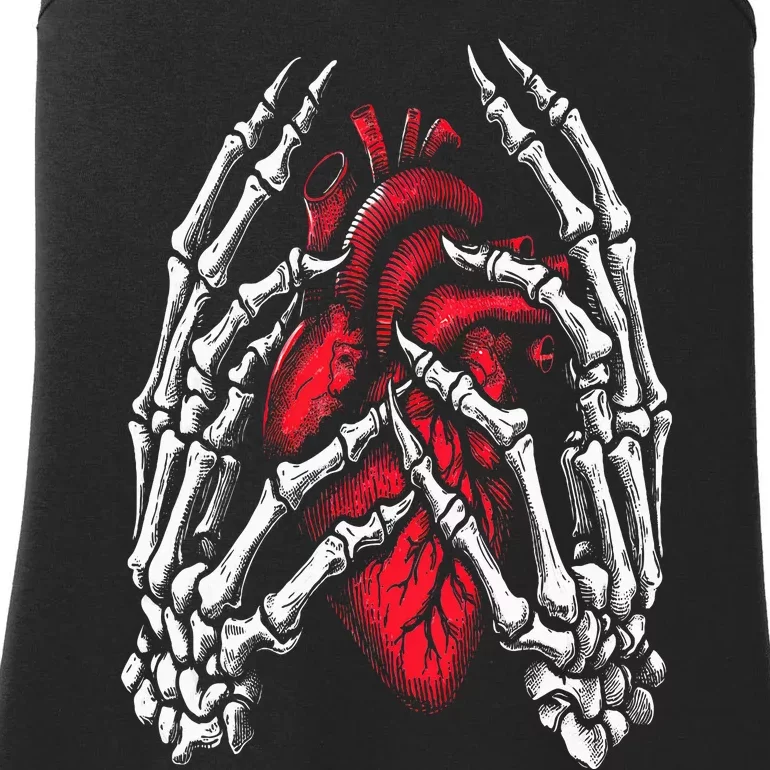 Skeleton Hands Holding Heart Halloween Costume Ladies Essential Tank