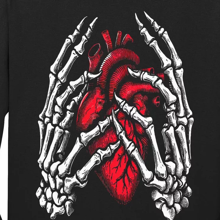 Skeleton Hands Holding Heart Halloween Costume Tall Long Sleeve T-Shirt