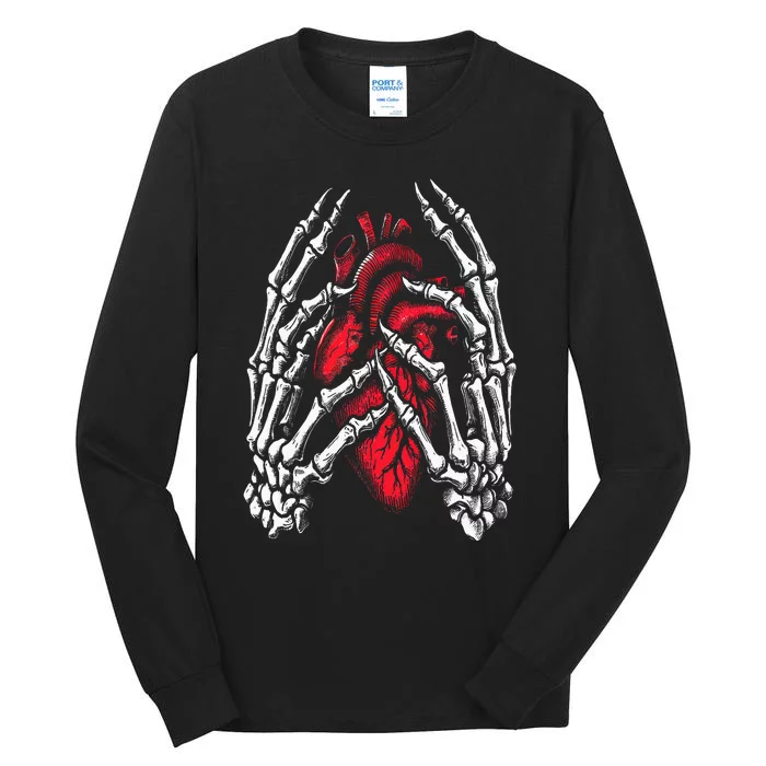 Skeleton Hands Holding Heart Halloween Costume Tall Long Sleeve T-Shirt