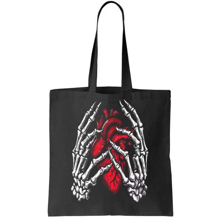 Skeleton Hands Holding Heart Halloween Costume Tote Bag