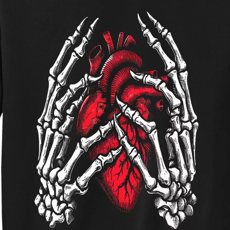 Skeleton Hands Holding Heart Halloween Costume Tall Sweatshirt