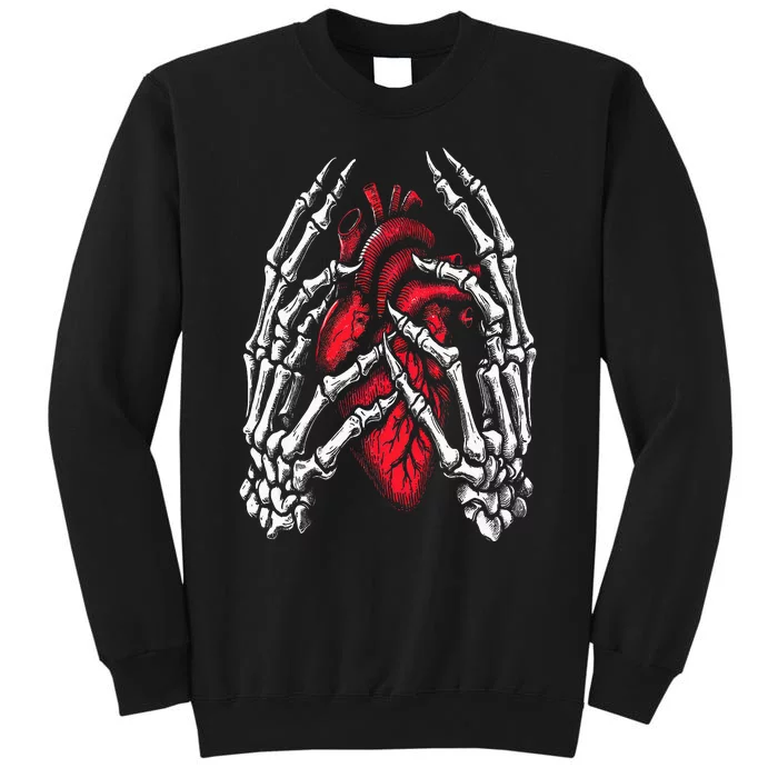 Skeleton Hands Holding Heart Halloween Costume Tall Sweatshirt