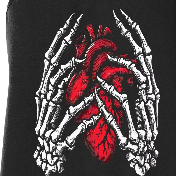 Skeleton Hands Holding Heart Halloween Costume Women's Racerback Tank