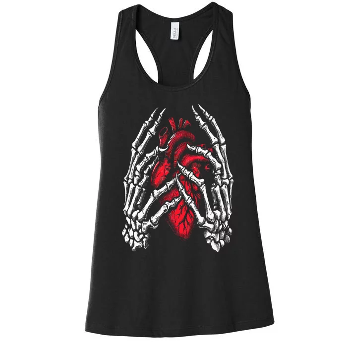 Skeleton Hands Holding Heart Halloween Costume Women's Racerback Tank