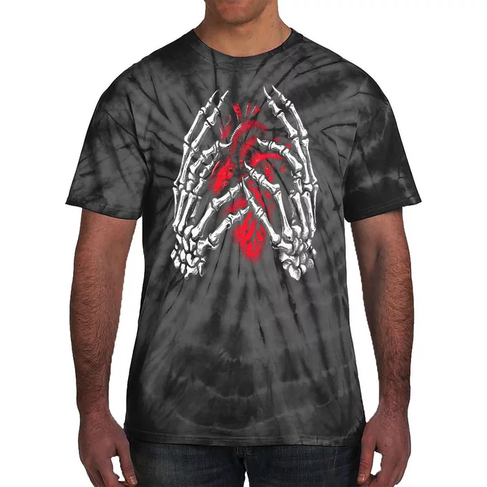 Skeleton Hands Holding Heart Halloween Costume Tie-Dye T-Shirt