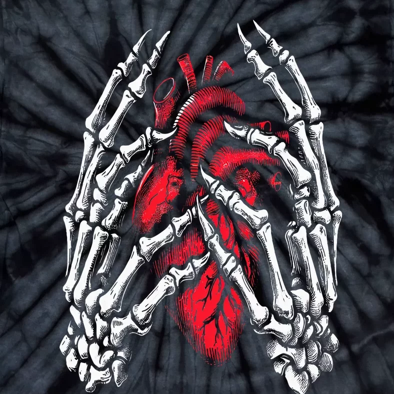 Skeleton Hands Holding Heart Halloween Costume Tie-Dye T-Shirt