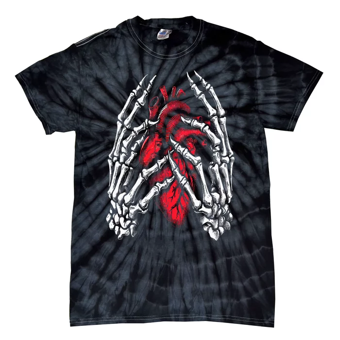 Skeleton Hands Holding Heart Halloween Costume Tie-Dye T-Shirt