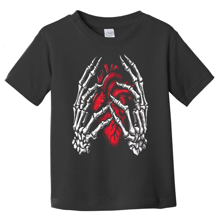 Skeleton Hands Holding Heart Halloween Costume Toddler T-Shirt