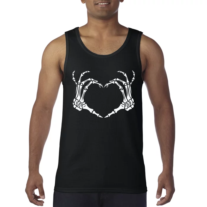 Skeleton Hand Heart Halloween Funny Bones Love Tank Top